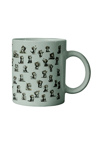 qoeuyl boutique Cheerful Cats Printed Fun Gift Ceramic Mug
