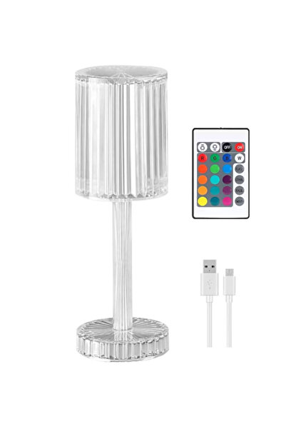 Tai Lampă acrilică RGB cu cristale, 16 culori, reîncărcabilă prin USB, contro...