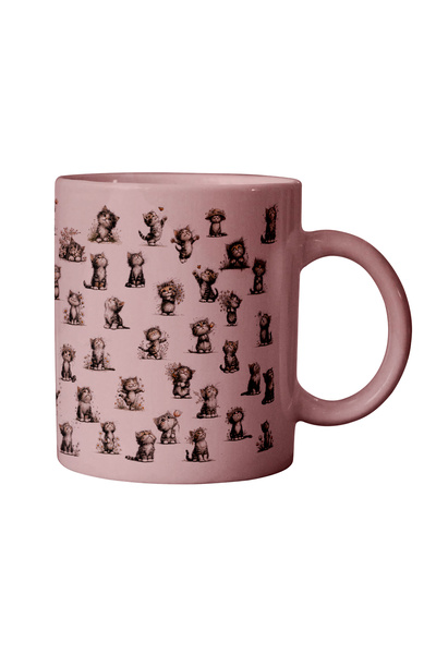 qoeuyl boutique Cheerful Cats Printed Fun Gift Ceramic Mug