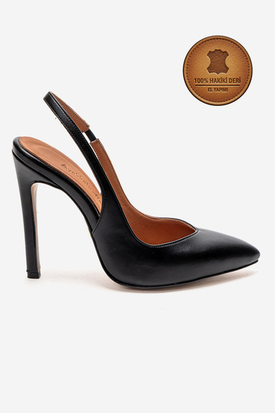 Ayakkabı Ateşi Γνήσιο δέρμα, μαύρο δέρμα, με μυτερή μύτη, αμβλεία σόλα, ψηλοτ...