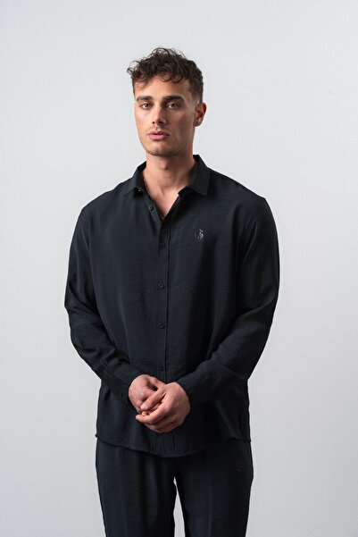 Respire Men's Rs Long Sleeve Modal Oversize Shirt Black