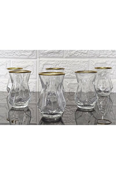 atabey home 6 Tea Cups - Alya Model Gold Painted 165 ml