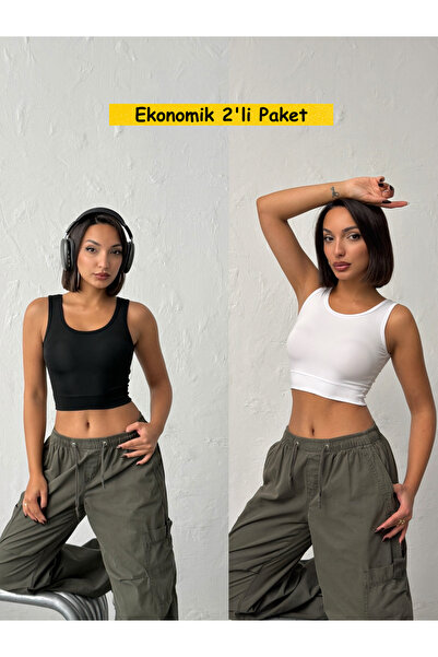 Nordmende Women's Thick Strap Two-Color (Black/White) Body Crop