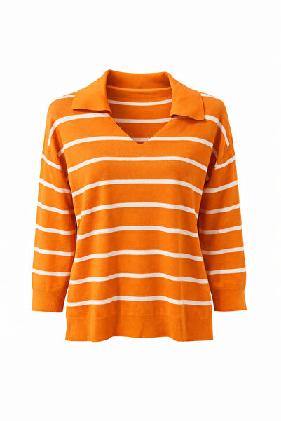 On Fashion Pulover de damă cu dungi cu gât polo