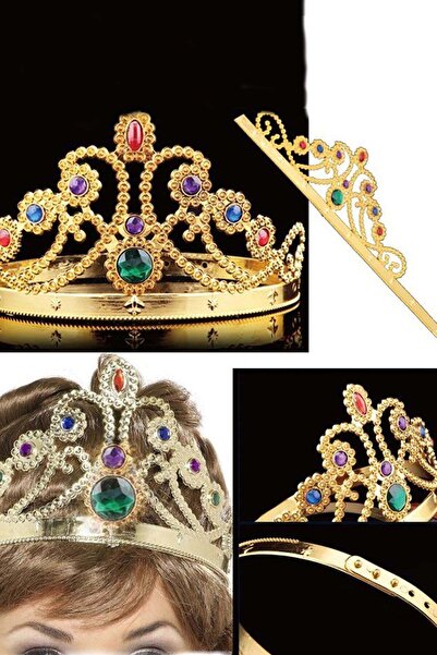 TAKIŞTIR Gold Color Adjustable Plastic Queen Crown