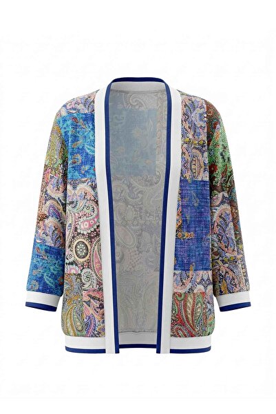 On Fashion كارديجان قصير نسائي ذو نقوش متعددة من قماش ريبانال