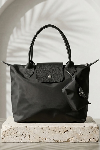 InStyle Wallet Charm Clamshell Hand and Shoulder Bag Black