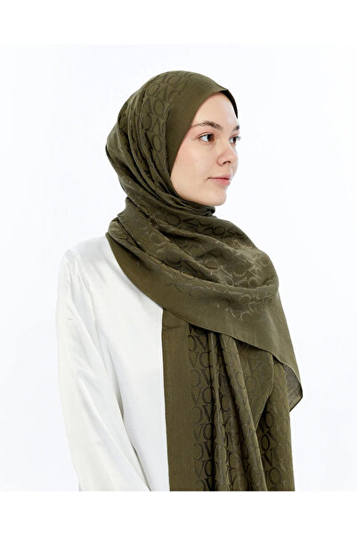 Valentino Orlandi Alia Jakarlı %60 Lyocell %40 Pamuk Şal-2-Haki