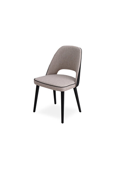 A2 Decor A2Decor Axis Siyah Ayaklı Krem Döşemeli Kayın Sandalye – Ahşap Detay...