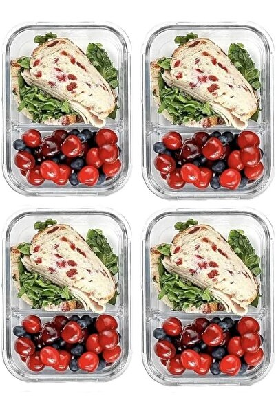 KRM K R M Glass Food Storage Containers Set of 4, 900ml