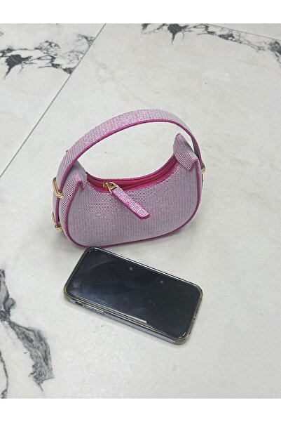Mybag Дамска мини чанта тип багета от лачена кожа, черешов цвят, със закопчав...