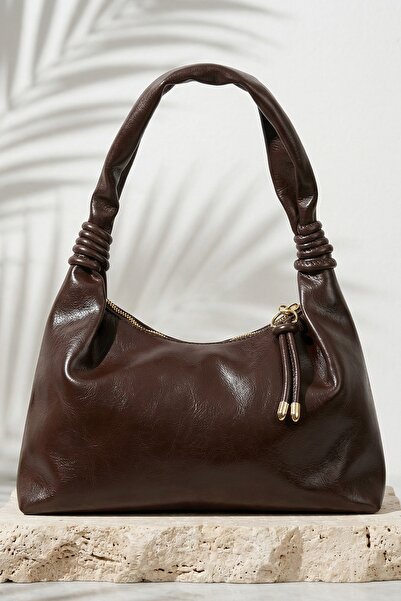 InStyle Drawstring Soft Textured Hand and Shoulder Bag Bitter Brown