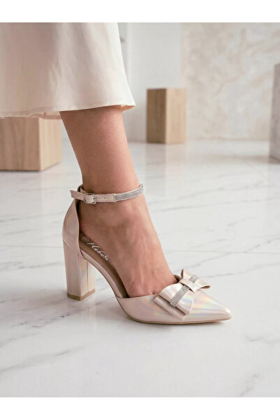 Zaira Γυναικεία χρυσά τακούνια από οικολογικό δέρμα Elis # 24674 - 40