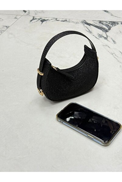 Kadın Mini Rugan Deri Baget Cherry Bag Fermuar Kapamalı Askı Detaylı Kol Çantası