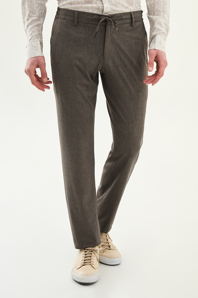 Mcr Patterned Slim Fit Men's Trousers with Elastic Waist and Drawstring, Brow...