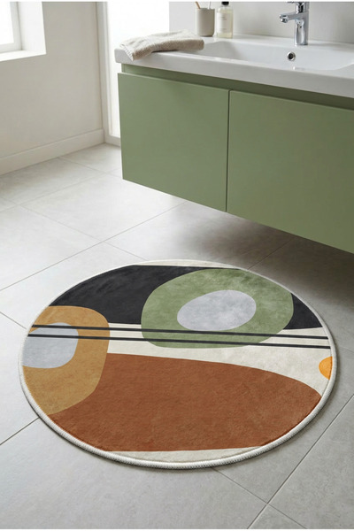 Zevahir Home Round Multi-Purpose Bathroom Mat Non-Slip Base Foot Mat 50X50 Mo...