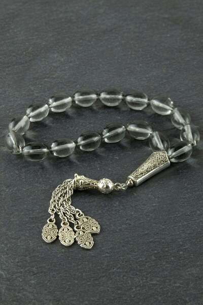 TakÇalıştır Oval Cut Glass Prayer Beads Product Size 10*14 mm