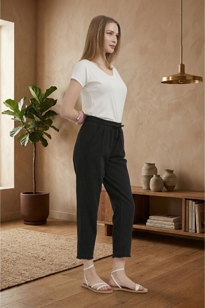 Modasultan Women's Elastic Waist, Pocketed, Ankle Length, Natural Fabric, 100...