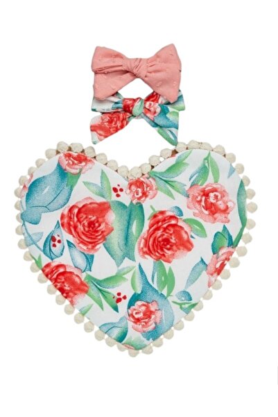 Bambimici طقم مريلة أطفال على شكل قلب وربطة رأس بشريط من أمارا - أزرق مزهر - ...