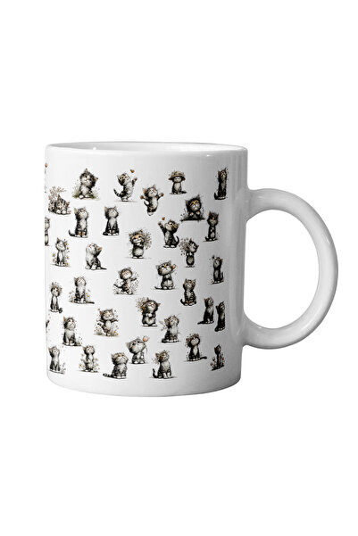qoeuyl boutique Cheerful Cats Printed Fun Gift Ceramic Mug