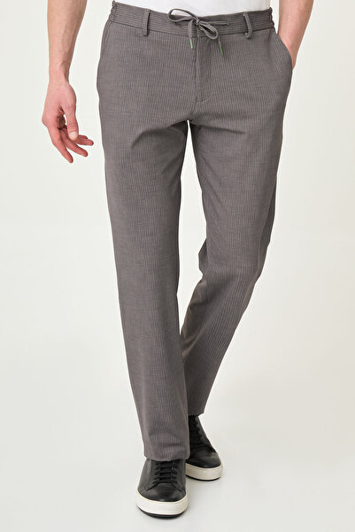 Mcr Striped Super Slim Fit Elastic Waist Drawstring Men's Trousers Anthracite...