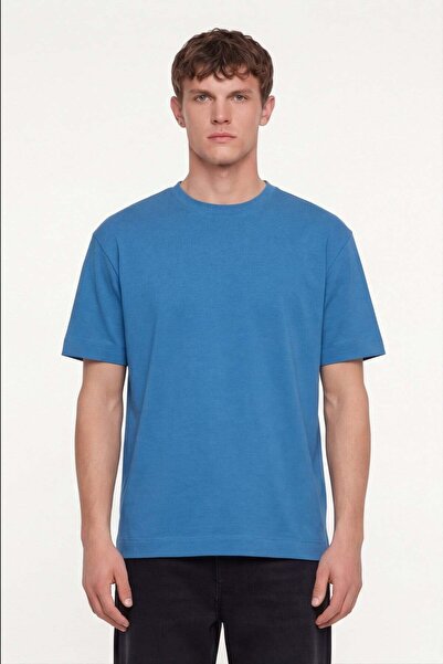 Sabri Özel Men's Open Saks Regular Fit 100% Cotton Basic T-Shirt