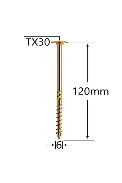 Mag-Krak Surub Dulgherie Cap Plat 6x120 mm Torx TX30 - 100buc/cutie