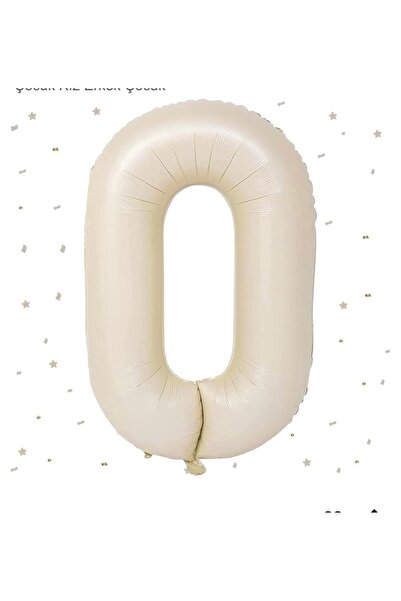 Partifabrik Sea Sand Beige Retro Cream 0 Zero Number Foil Balloon