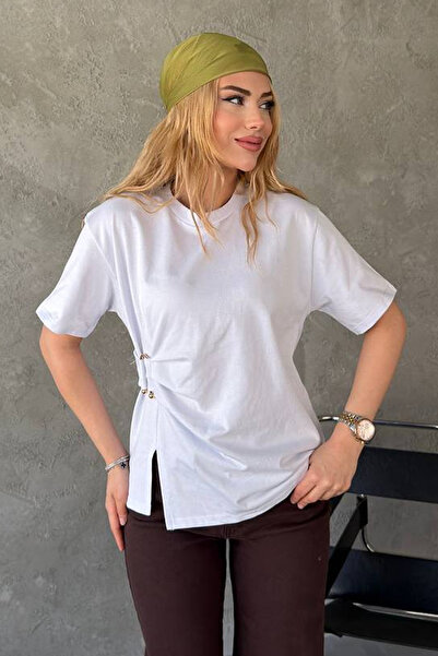 Noa&Noa Γυναικείο μπλουζάκι με λεπτομέρεια στην πλαϊνή πόρπη – Μοντέρνα γραμμ...