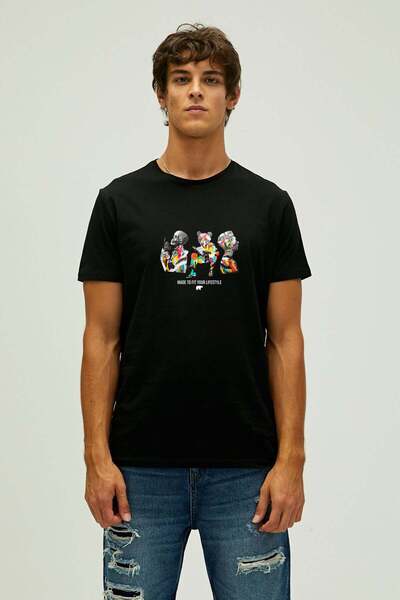 Bad Bear To Fit Black Men's Printed T-Shirt