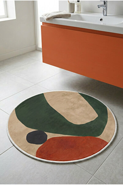 Zevahir Home Στρογγυλό χαλάκι μπάνιου πολλαπλών χρήσεων με αντιολισθητική βάσ...