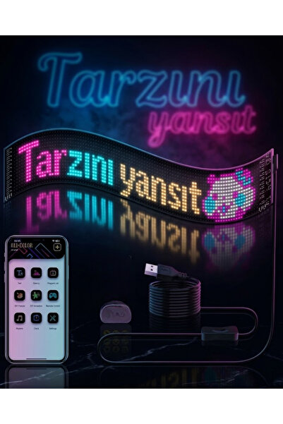 TİMİON RGB LED Matrix Panel Esnek Yapı Uygulama Kontrollü Kayan Yazı Ekranı