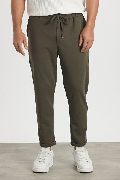 MADZEYMODA New Season Men's Boyfriend Fit Jacquard Double Leg Lycra Khaki Jog...