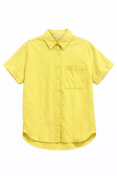 Mixray 3950 Women's Oxford Short Sleeve Basic Shirt Saffron