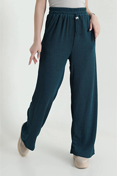 VıoShıne Pantaloni Palazzo Boucle cu talie elastică pentru femei