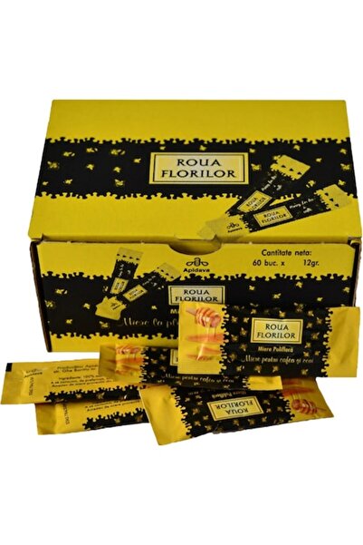 Roua Florilor Stick-uri/Plicuri miere poliflora pentru cafea si ceai, 60 buc ...