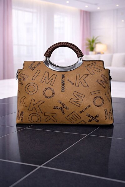 mothers dream Stylish Letter Print Metal Handle Handbag – Brown