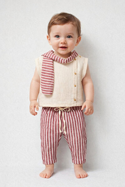 bebekyol Striped Muslin Baby Boy Set