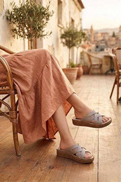 Oksit شبشب Trd 102 ذو النمط البوهيمي ذو الأشرطة المتقاطعة ونعل سميك