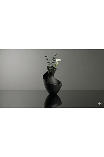 Baykuş Pazar Modern Black Curved Decorative Vase (15 Color Options - Inform U...