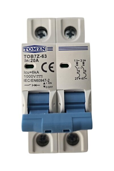 TOMZN 2P DC circuit breaker, 10A - 63A DC, 1000VDC, DIN rail installation, 2M