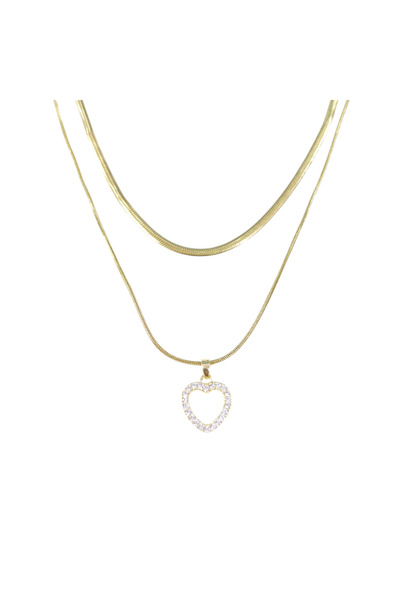 Güler Yüzlü Silver قلادة على شكل قلب من الفولاذ المطلي بالذهب