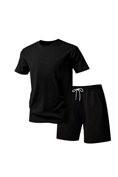 QAST GİYİM SANATI Sportswear Shorts + T-Shirt Set Black Combination