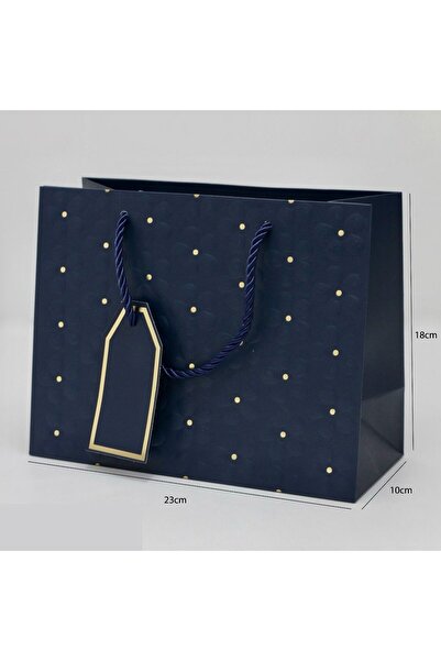 AlKhasakiyaBags Luxury Engraved Paper Gift Bags 12 Bags Navy Blue