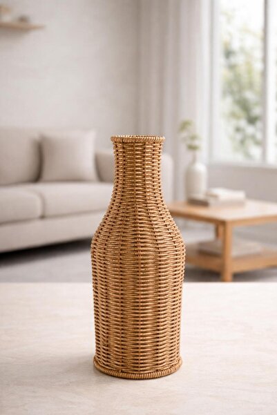 İLİVA مزهرية زخرفية من الخيزران على الطراز البوهيمي، إكسسوار طبيعي