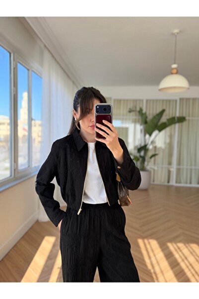 İNVİSUS Set de pantaloni și jachetă cu fermoar și detalii brodate