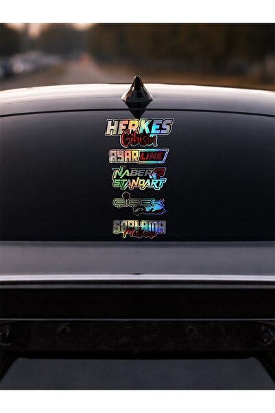 sticker مجموعة هولوغرام للزجاج الخلفي للسيارة مقاس 32 × 15 سم - مجموعة ملصقات...