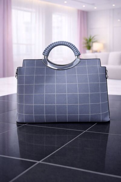 mothers dream حقيبة يد نسائية بمقبض معدني بنمط مربعات