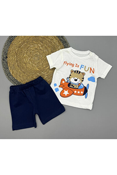 Poppy Baby Boy Flying Is Fun Printed T-Shirt Shorts Set 6-18 Months