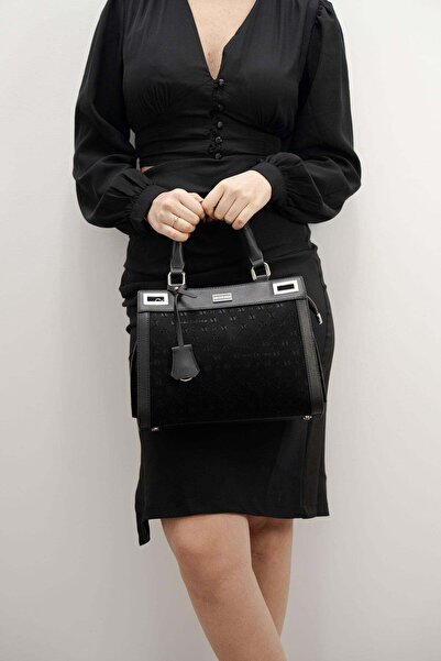 Silver Polo 1174 Women's Handbag Shiny Black